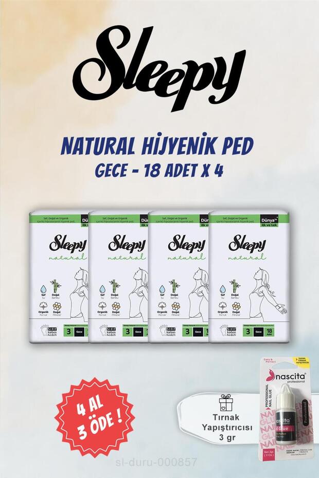 BUY 4 PAY 3 Sleepy Ultra Sensitive Hygienic Pad Night 18 Pieces and Nail Adhesive