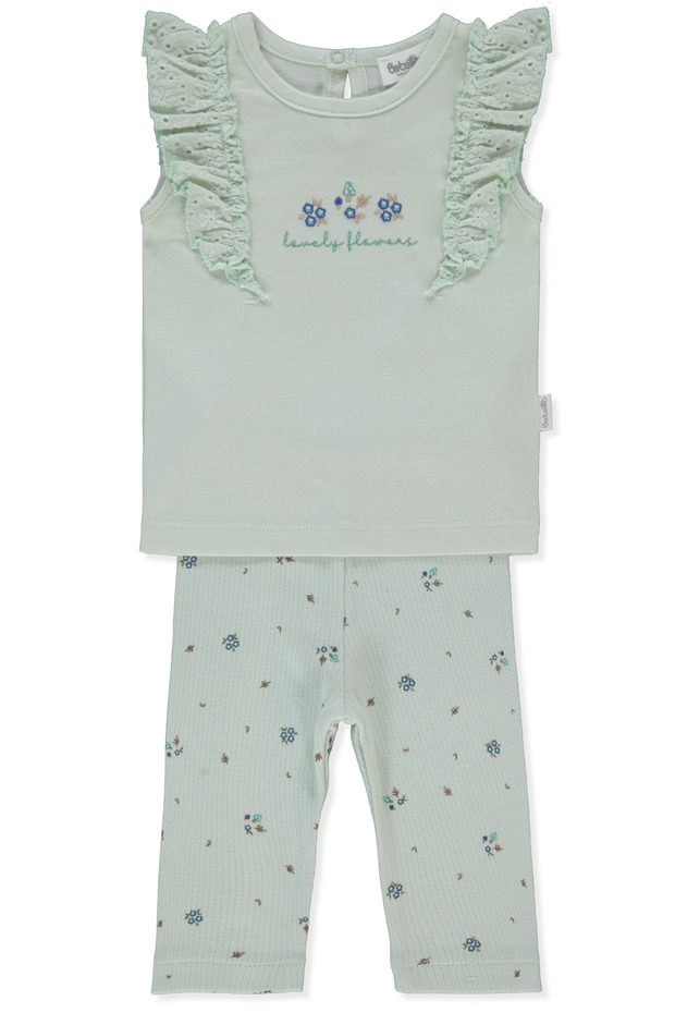 Raporlu Interlock Tights 2-Piece Set (Lovely Flowers) Mint