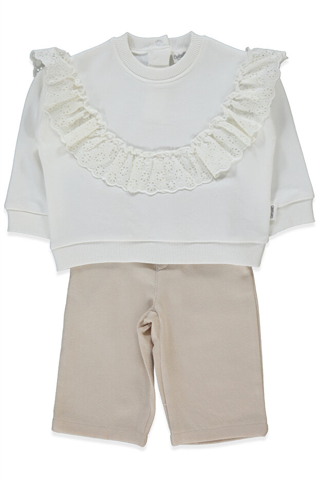 Woven Pants 2-Piece Set (Stylish) Beige