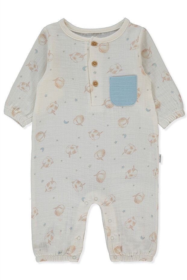 Muslin Golf Jumpsuit Printed (Pillowy) Blue