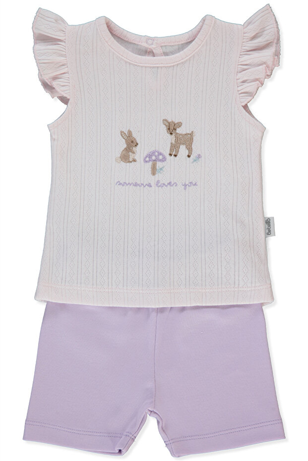 Interlock Shorts Pajama Set 2-Piece Set (Loves You) Lila