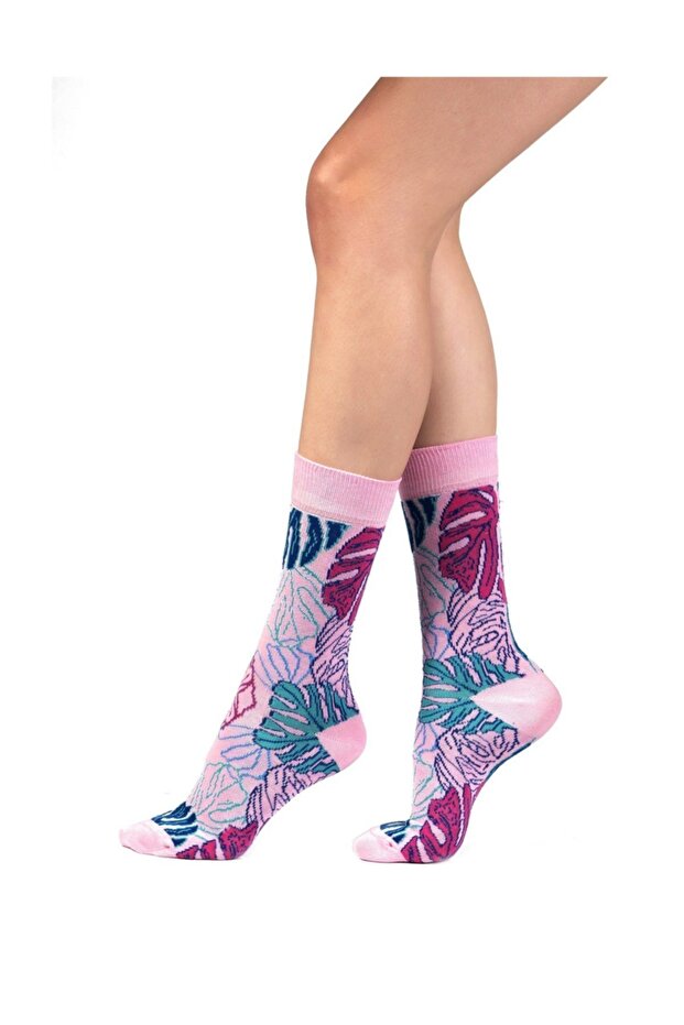 Çiçek Desenli Çorap - 2