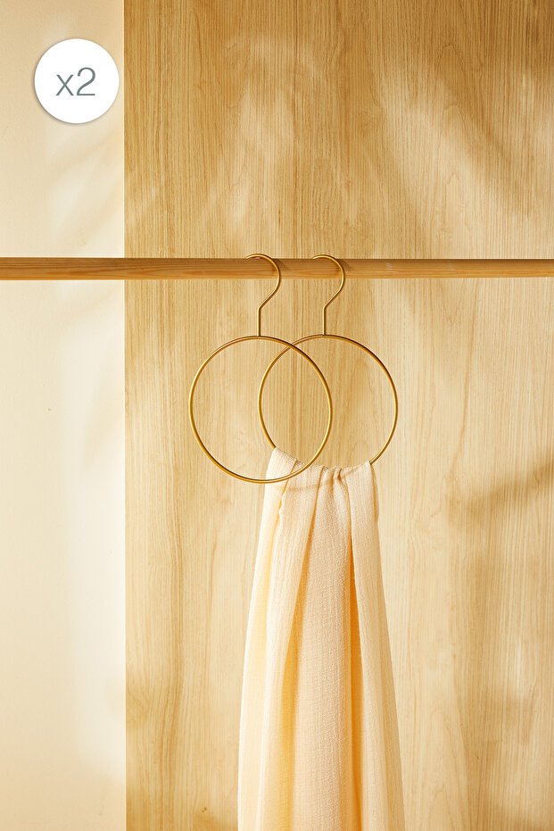 2-Piece Ring Gold Color Metal Accessory Hanger 24.5X16X0.5