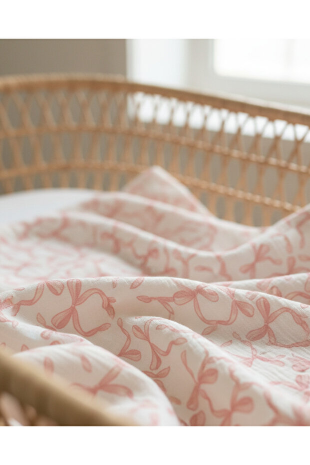 Pembe Kurdele Müslin Örtü - 1