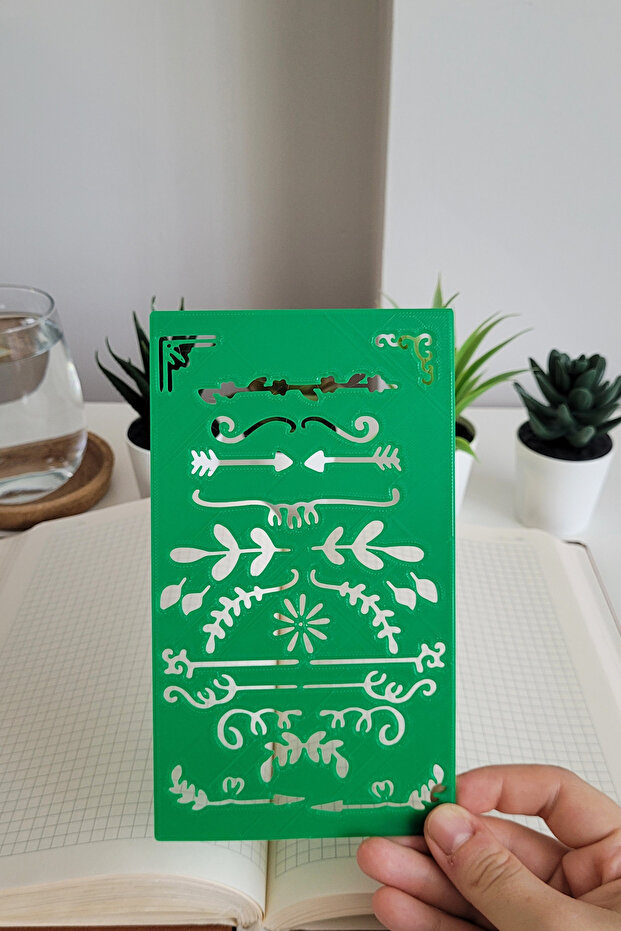 Bullet Journal Leaf Patterned Head Template Ruler - 2