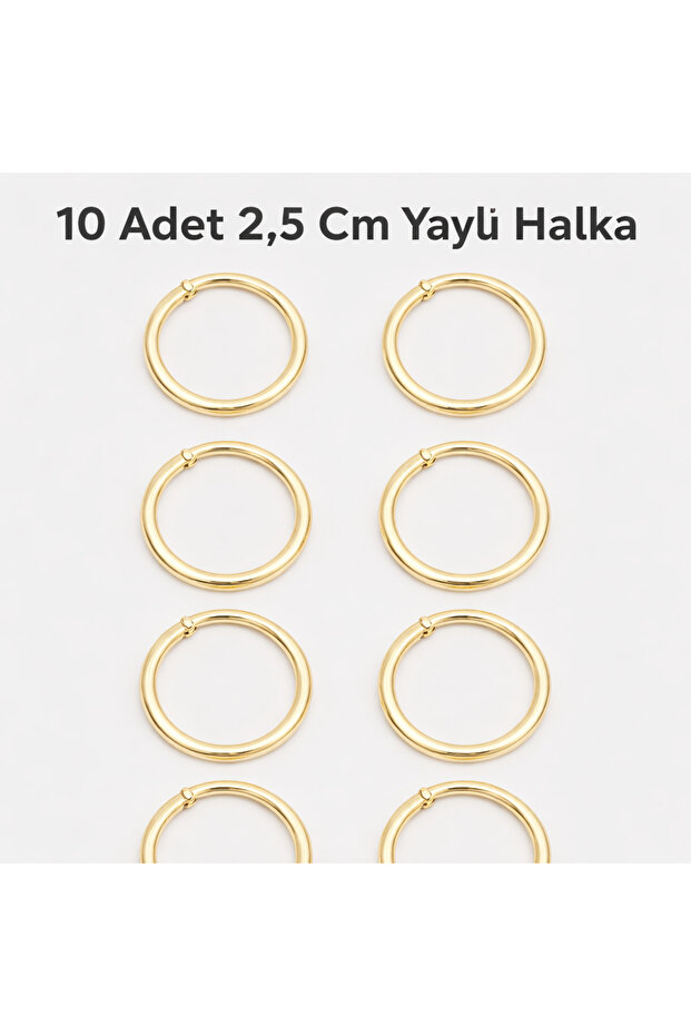 حلقة زنبركية ذهبية فاتحة 2.5 سم 10 قطع