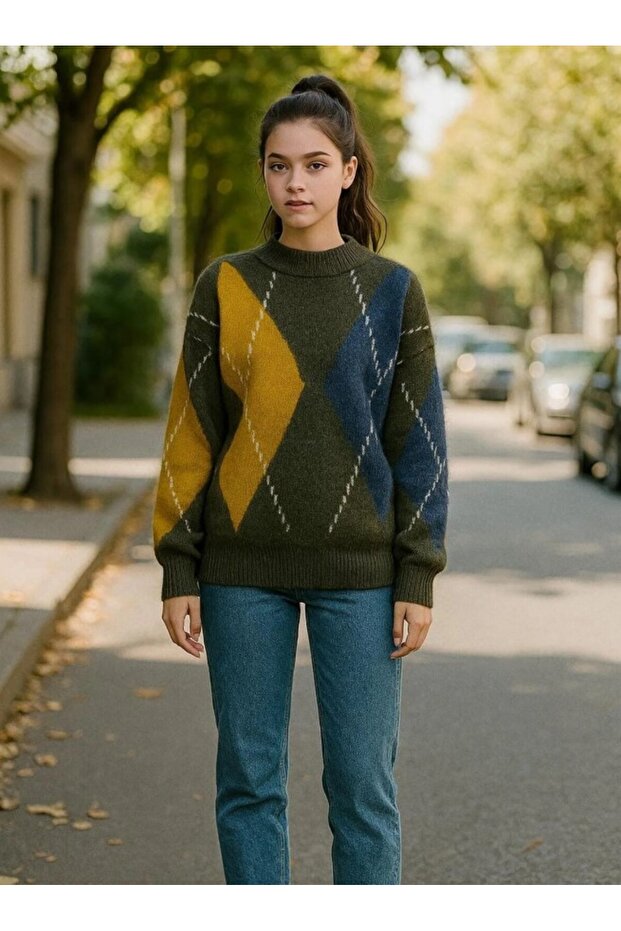 سترة سميكة ناعمة بنمط بقلاوة وياقة دائرية - 5