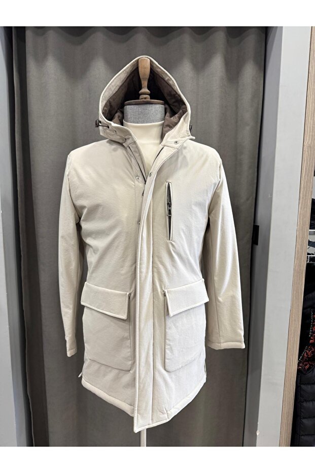 BEJ KAPŞONLU PARKA - 1