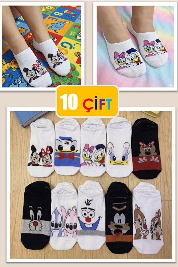 10 Pairs of Fun Cute Characters Women's Socks Set (Extra Soft)