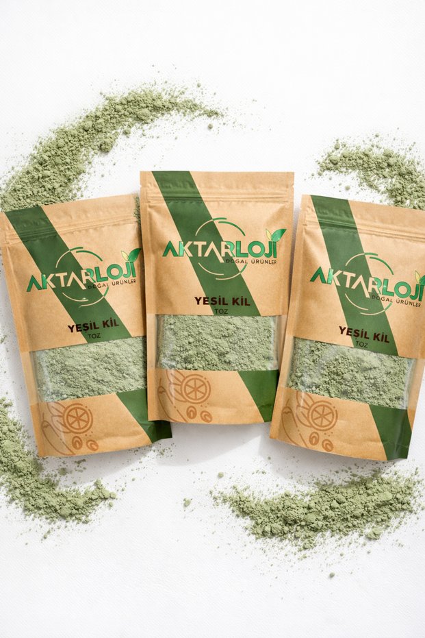 3 pieces 500 gr advantage package powder green clay - natural skin, face and hair mask / green clay mask