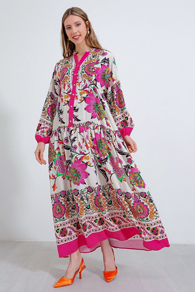 BDART Astarlı V Yaka Maxi Elbise - 3