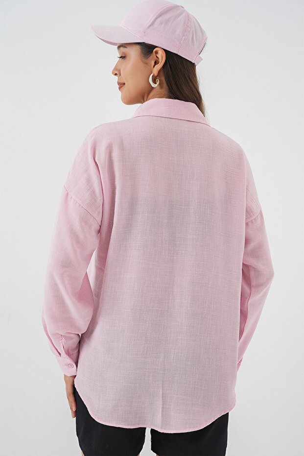 BDART Cep Detaylı Keten Karışımlı Basic Gömlek - 6