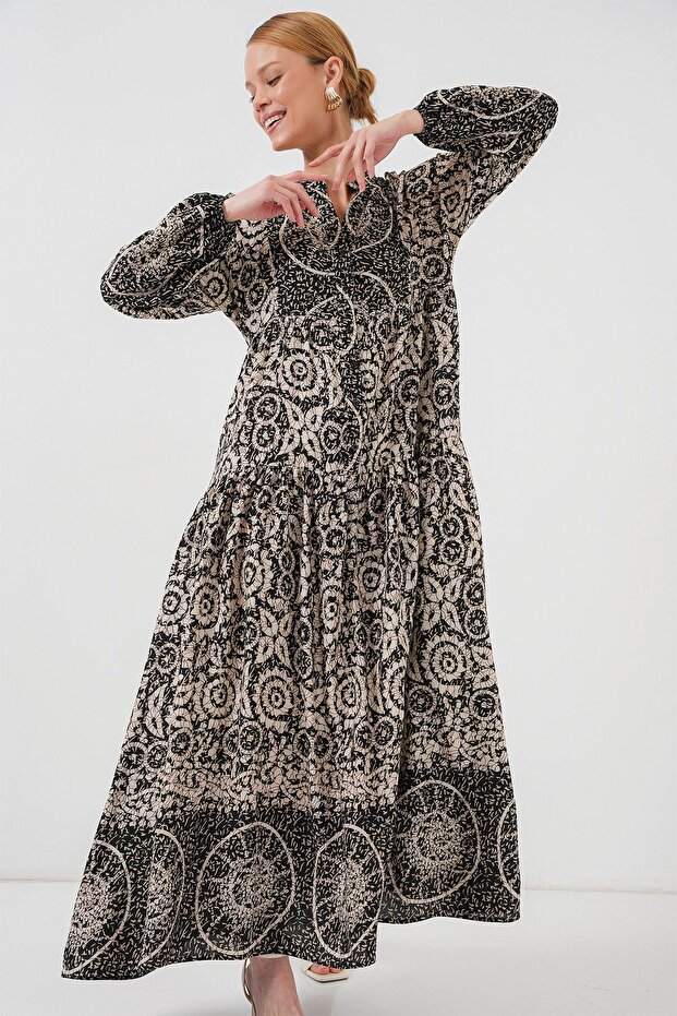 BDART Astarlı V Yaka Maxi Elbise - 2