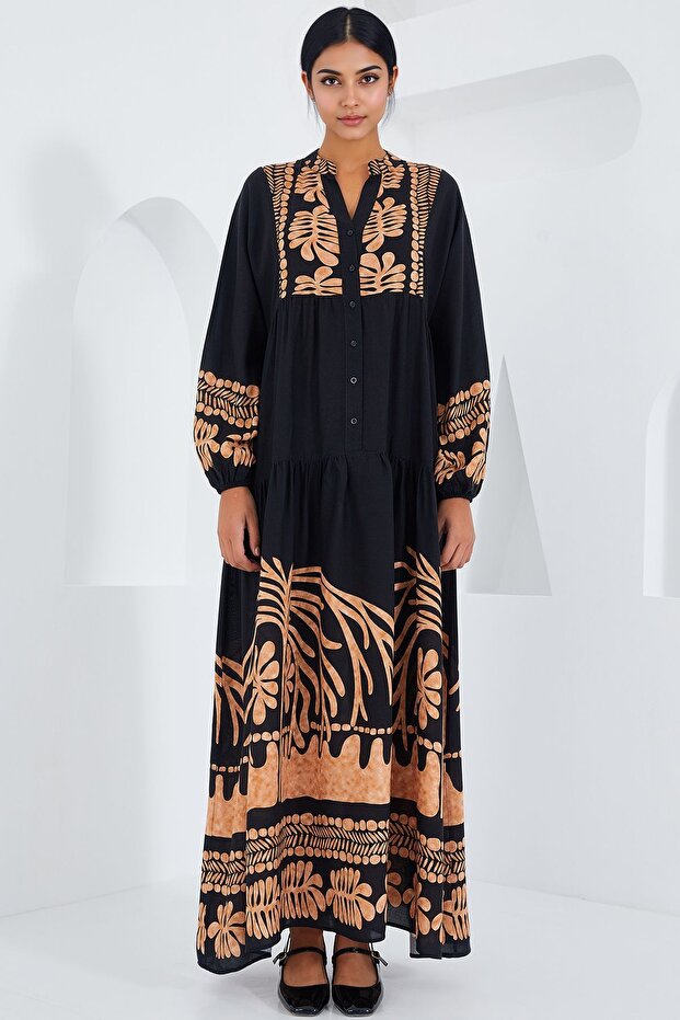 Rochie maxi cu decolteu în V și model BDART - 2