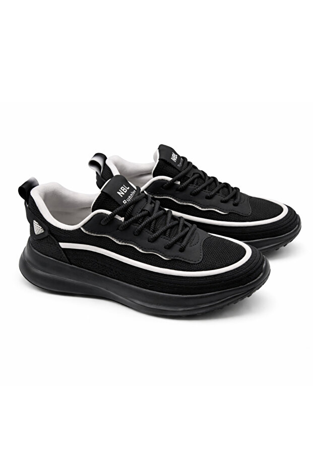 Black Men's Knitwear Parachute Fabric Casual Shoes | Narrow Fit Full Orthopedic Lightweight Eva Sole Comfortable Design