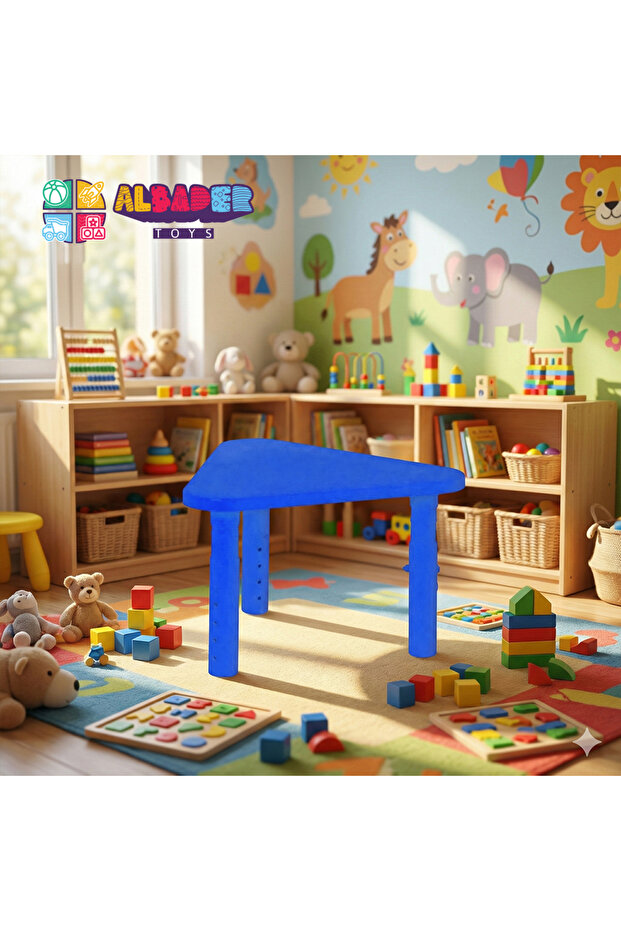 Adjustable Height Kids Plastic Table, Triangular Activity Study Table for Kindergarten Playroom - 6