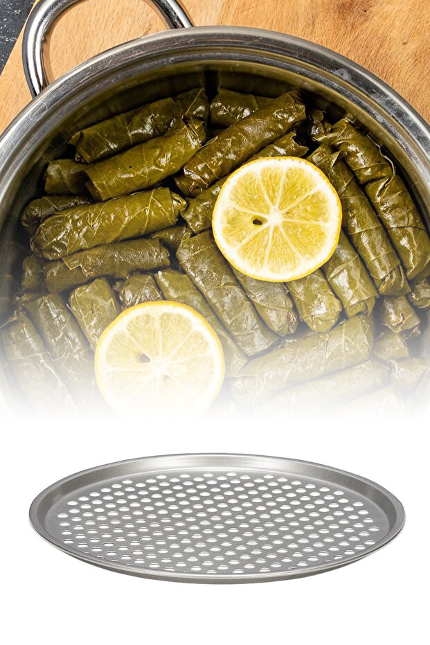 24cm Stainless Steel Oval Perforated Model Tray Wrap Fountain Mat Pita Pizza Kitchen Tray