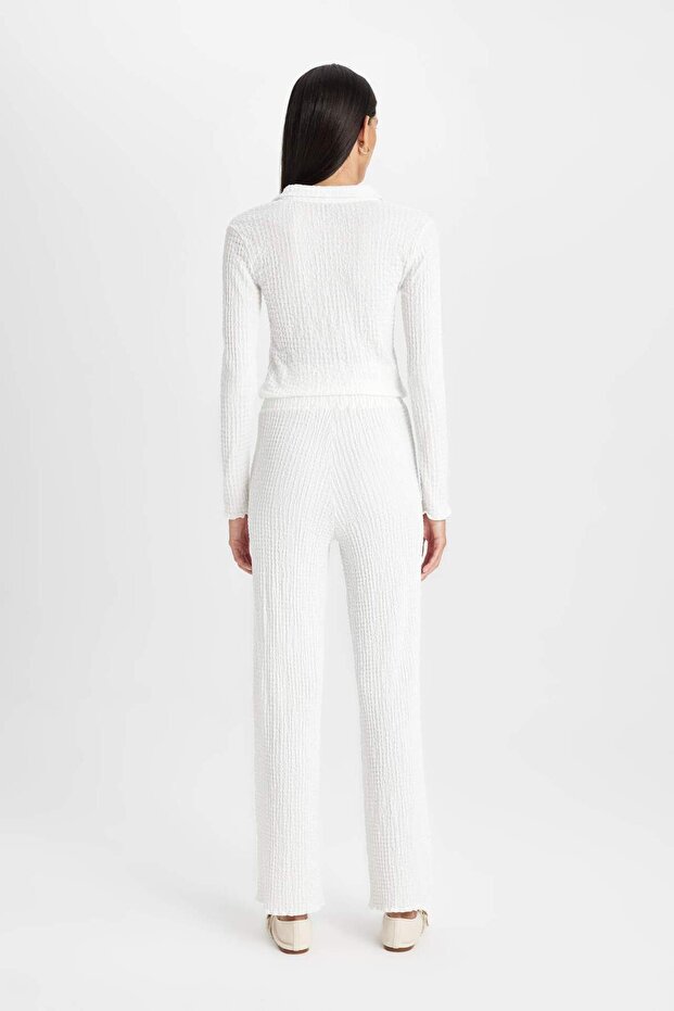 Regular Fit Basic Plain Bürstenhose mit elastischem Bund D4415AX24AU - 5