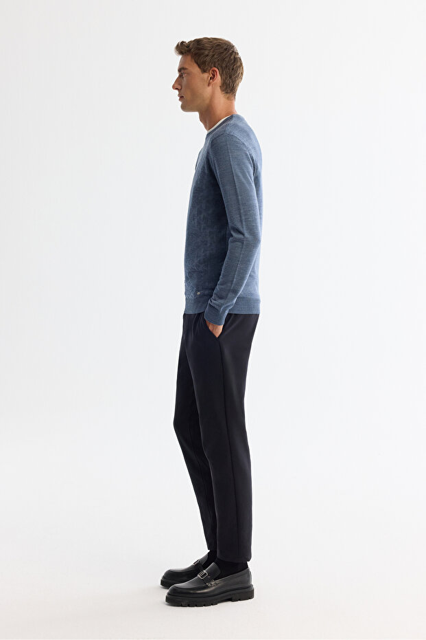 سترة أساسية مزخرفة باللون النيلي للرجال E 005110 - 4