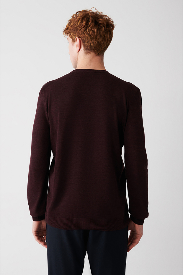 Pulover pentru bărbați, roșu claret basic E005003 - 4