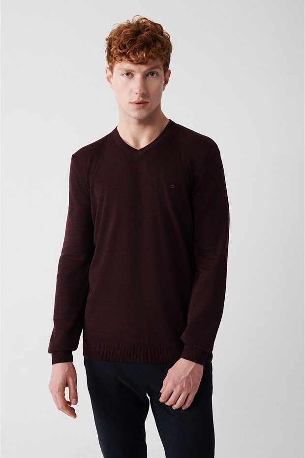 Pulover pentru bărbați, roșu claret basic E005003 - 3