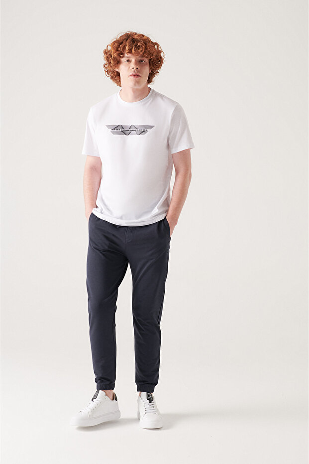 Men's Navy Blue Basic Cotton 2-Thread Jogger E003403 - 1