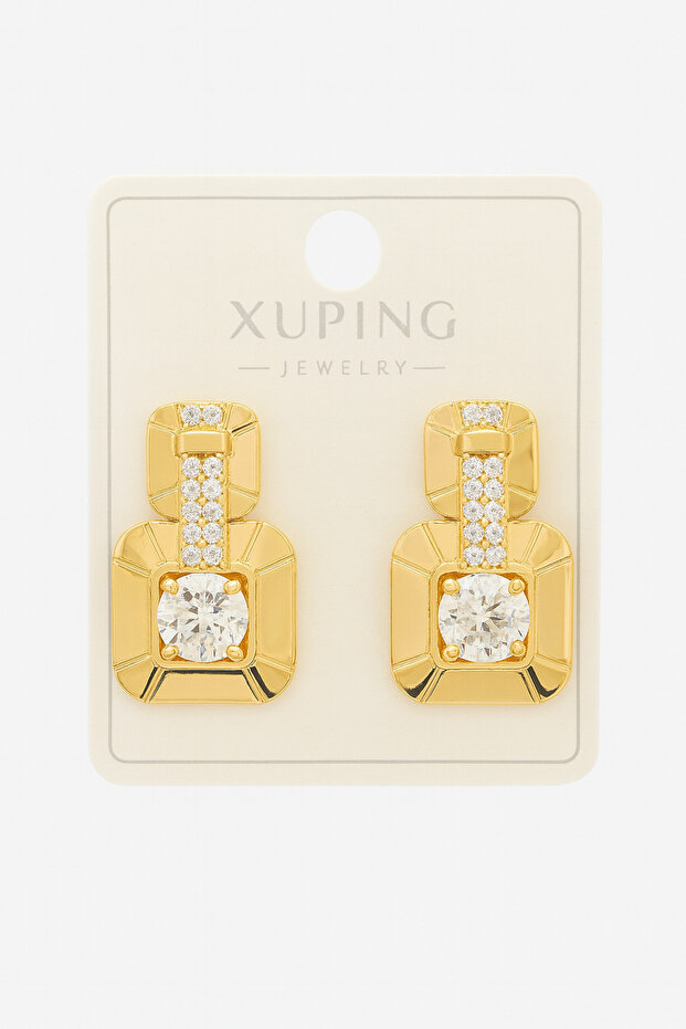Gold Earrings with Zircon Stone