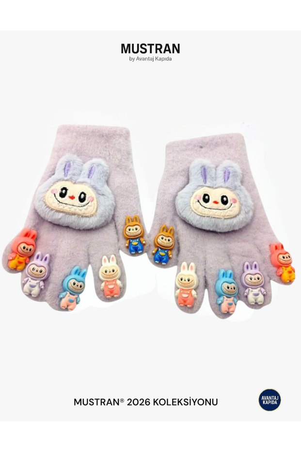 Plush Knit Gloves with Children's Character Figures | 4-14 Years Old Warm Winter Wear Made of Flexible Fabric