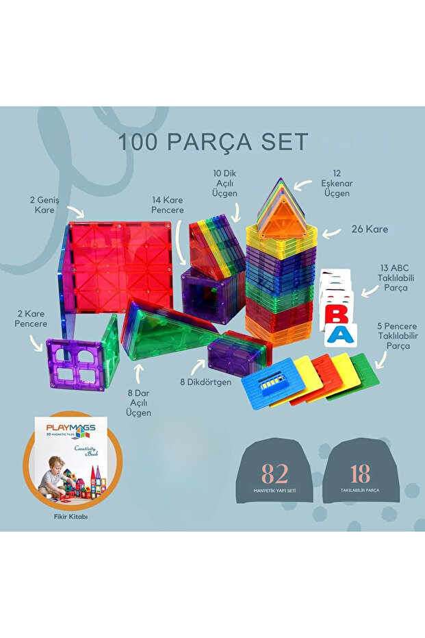 100 Parça Manyetik Blok Set - 3