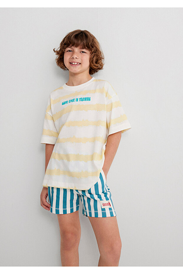 Printed Yellow T-Shirt Oversize / Wide Cut 6610333-89949