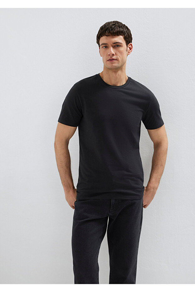Černé tričko Basic Stretch - Fitted Cut061747-900 - 2
