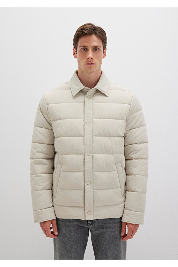 معطف منفوخ باللون البيج 0110599-70144 - 3