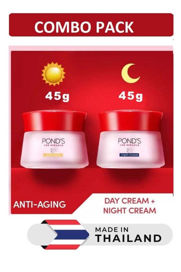 Pond's Age Miracle Youthful Glow Day and Night Cream Fills Wrinkles Plumps Up Skin 45g X 2