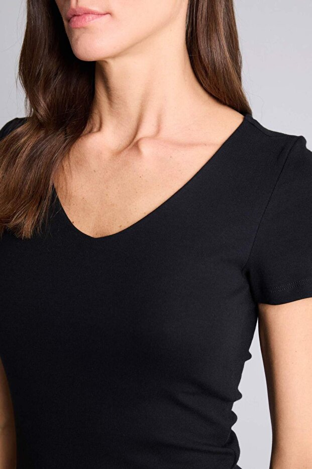 Slım Fıt Basıc Modal Tişört H3873AX26SP - 4