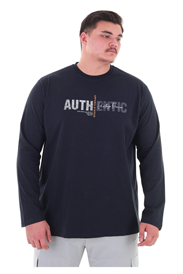 marufshop Erkek 115-155 Kilo Arası İçin Uygun Uzun Kol Bisiklet Yaka Mevsimlik Baskılı İnce Sweatshirt Laci