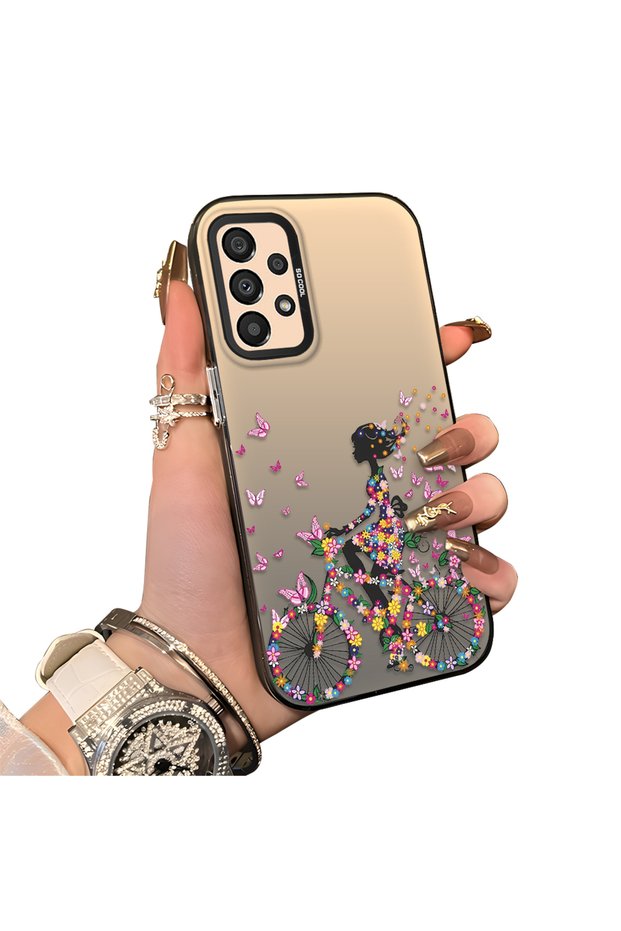 Samsung Galaxy A33 Compatible Hard Acrylic Back Silicone Edge Lens Protection Case Stylish Print Patterns