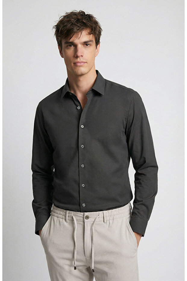 N-Tech Haki Örme Gömlek - 1