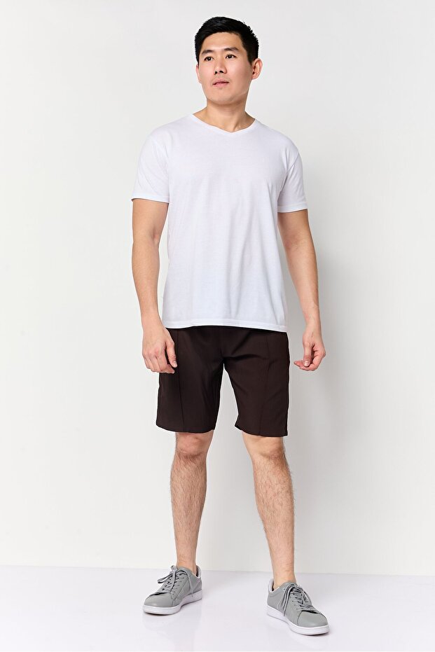 شورت رجالي أساسي ذو ملمس بارز ، بني داكن - 2