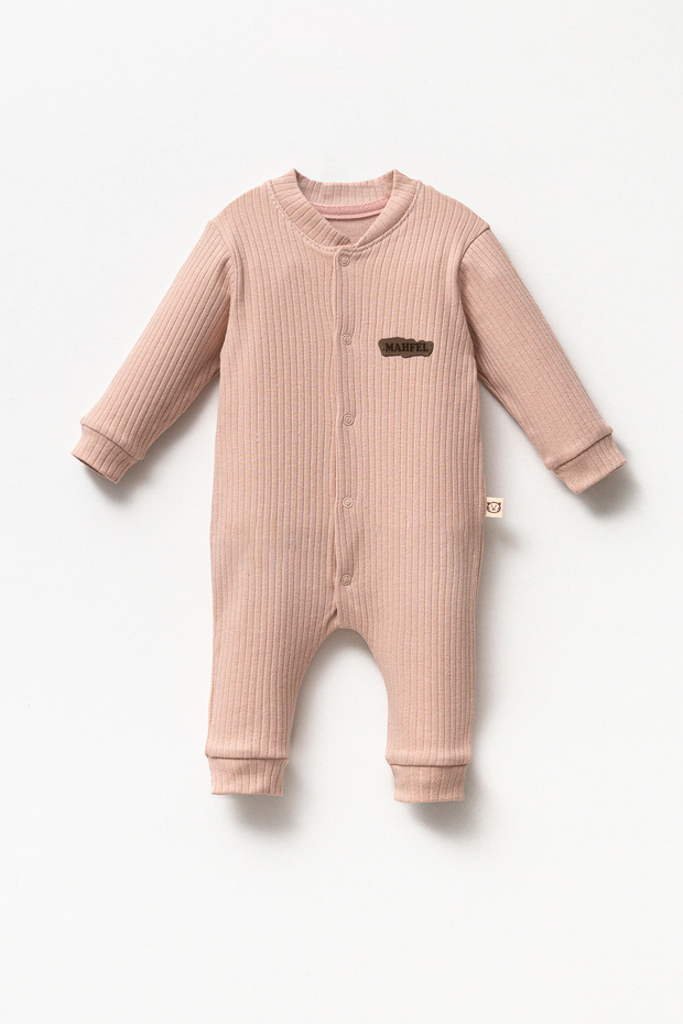 100% Cotton Piece Baby Snap Romper & Salopet Rose Brown Color