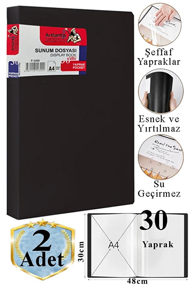 Black Presentation File 30 Pockets 2 Pieces Catalog File with Pockets 30 Pockets Self-File Plastic Folder