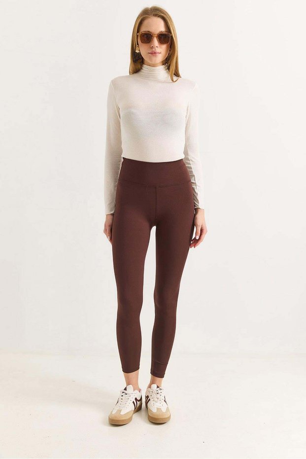 Women's Brown High Waist Stretchy and Shaping / Sculpting Sports Leggings