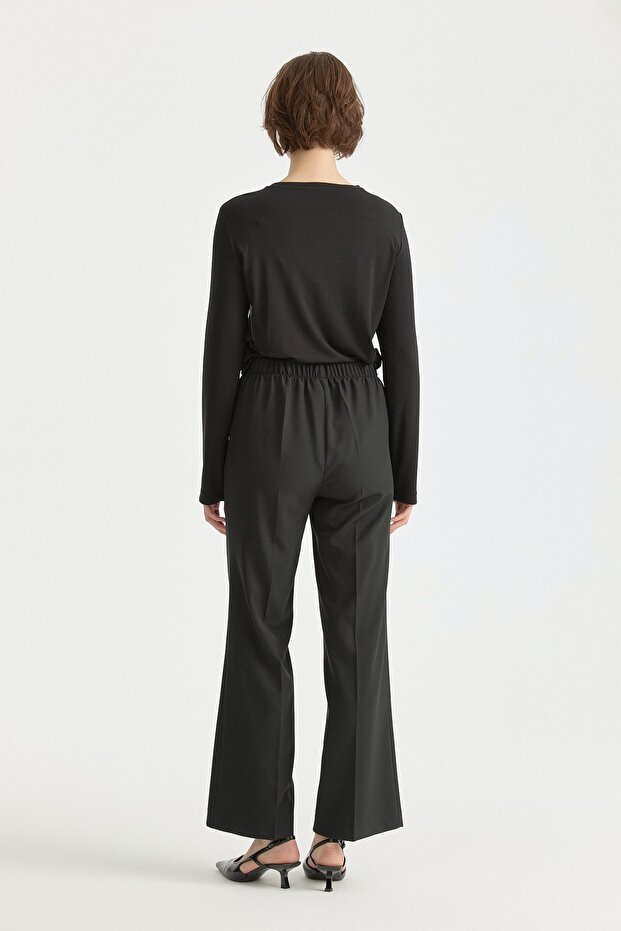 Büyük Beden Basic Örme Rayon Bluz Siyah - 4