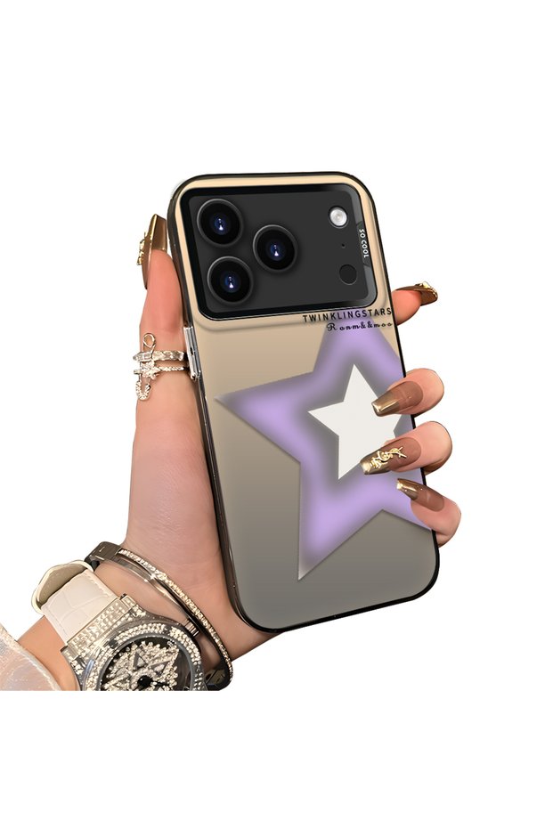 iPhone 17 Pro Compatible Hard Acrylic Back Silicone Edge Lens Protection Case Colorful Silver