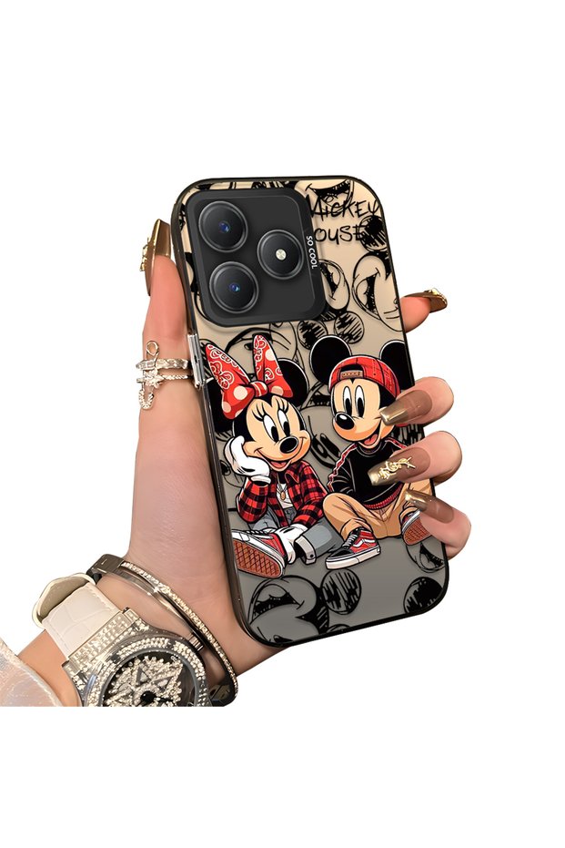 Realme C63 4G/C61 Compatible Hard Acrylic Back Silicone Edge Lens Protection Case Mickey