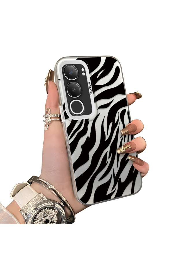 Vivo Y19S 4G/Y19S Pro Compatible Hard Acrylic Back Silicone Edge Lens Protection Case Wild Tiger
