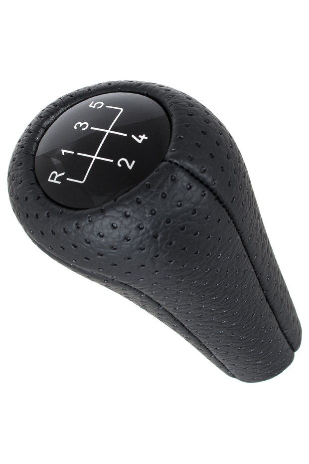 BMW E34 E36 E38 E39 E46 E60 E61 E87 E90 X3 X5 gearshift knob BLACK PERFORATED LEATHER 5 RUNNER - 1