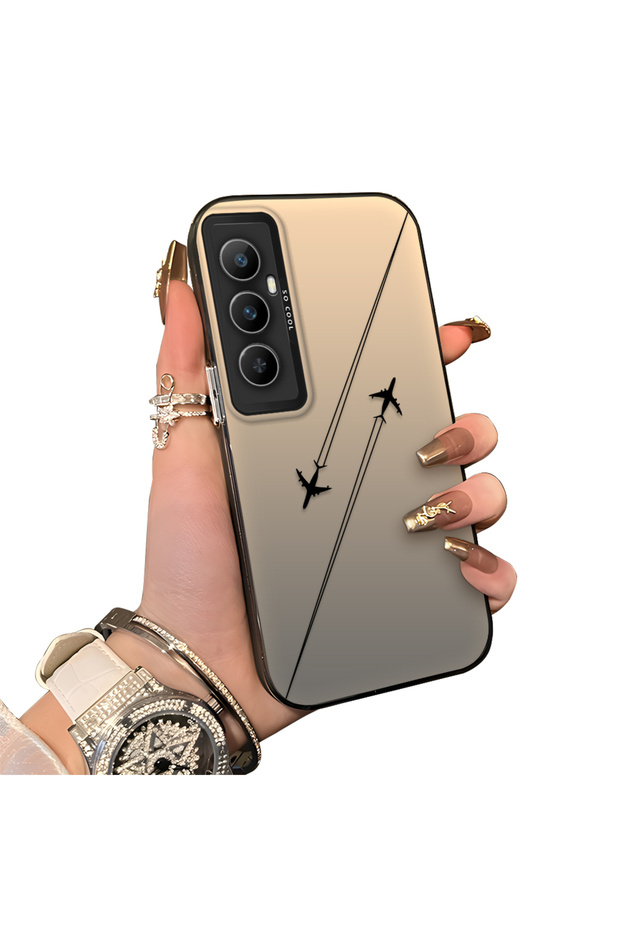 Realme C65 4g Compatible Hard Acrylic Back Silicone Edge Lens Protection Case Aircraft Show