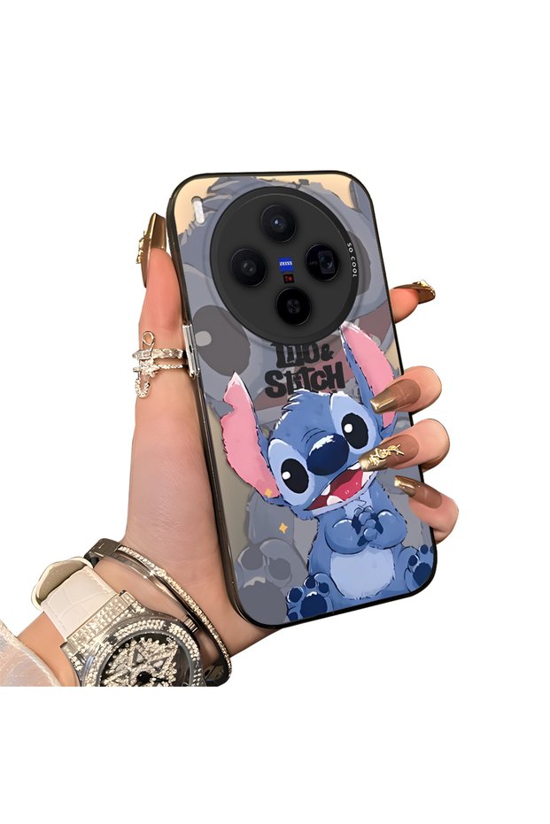 Vivo X300 Compatible Hard Acrylic Back Silicone Edge Lens Protection Case Stitch Patterned