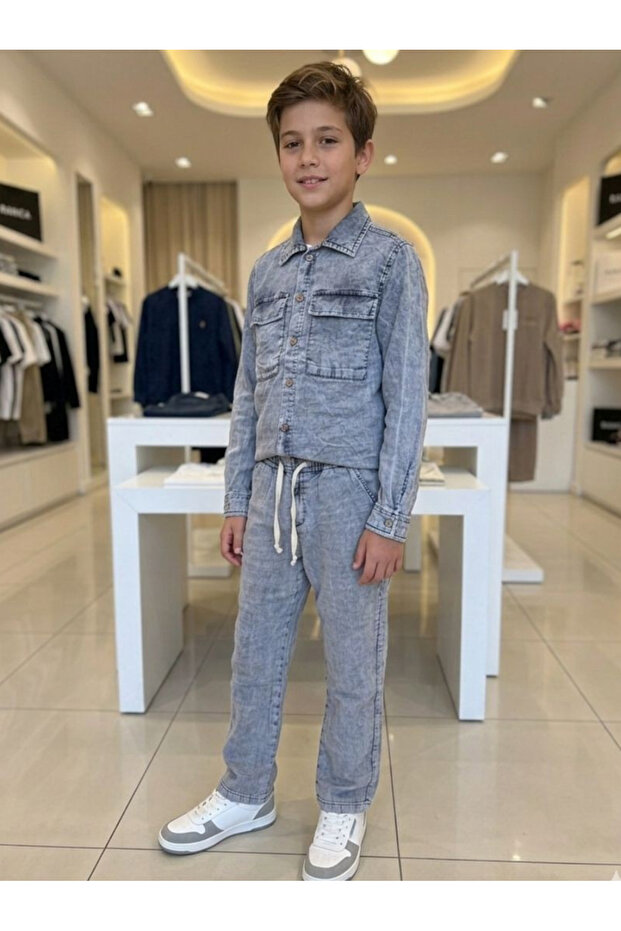 Jacket-Pants Set for Ages 9-14 - Gray