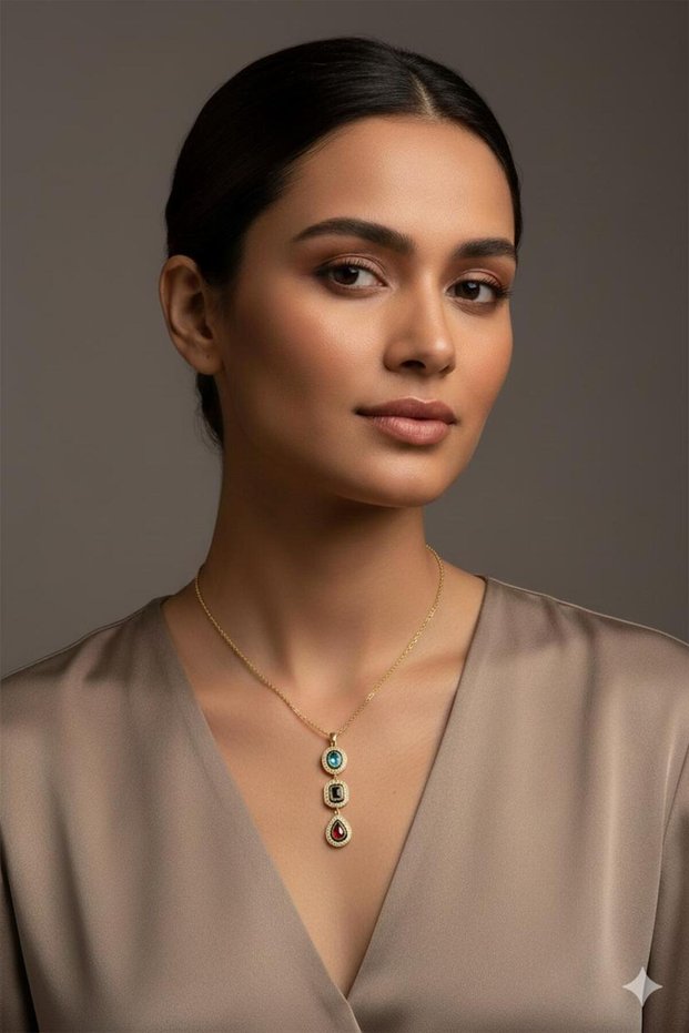 Queen Different Cut Colorful Stone Minimal Necklace